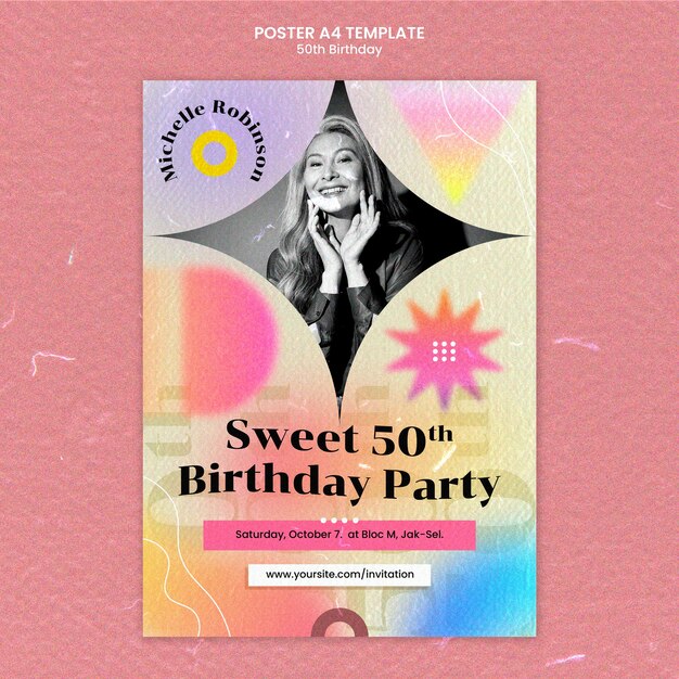 Plantilla de 50 cumpleaños de diseño plano