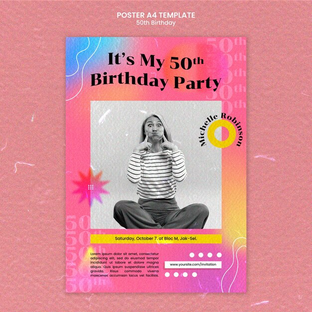 Plantilla de 50 cumpleaños de diseño plano
