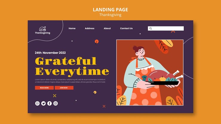 PSD gratuito plantilla de acción de gracias de diseño plano