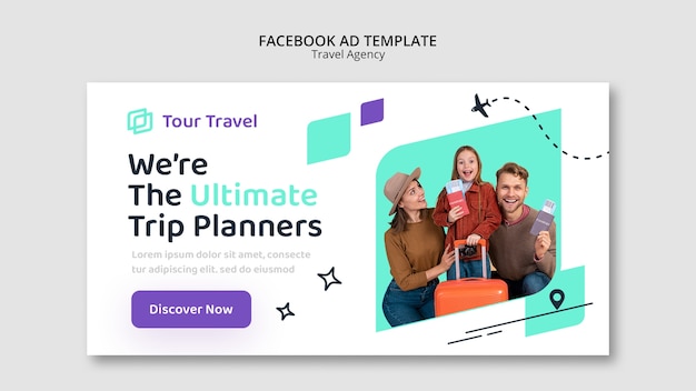 Plantilla de agencia de viajes de diseño plano