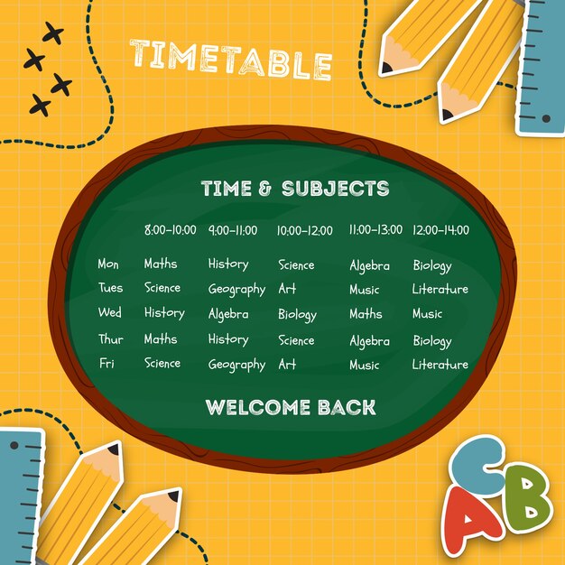 Plantilla amarilla para nuevo horario