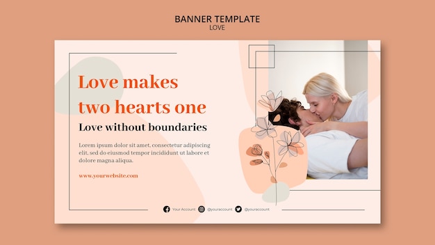 PSD gratuito plantilla de amor de diseño plano