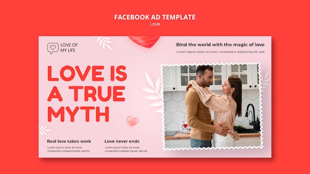 PSD gratuito plantilla de amor de diseño plano