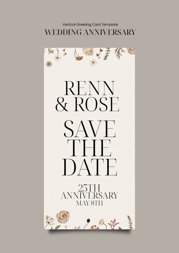 plantilla de aniversario de bodas con flores