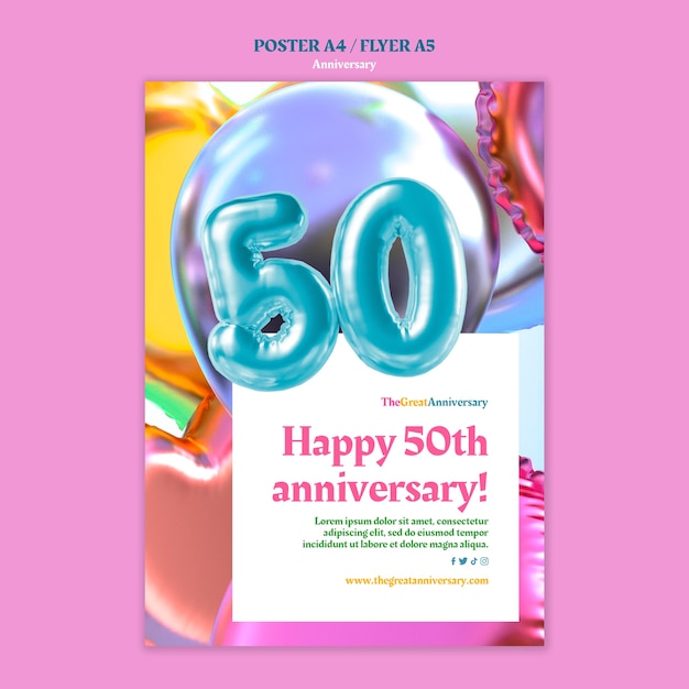 Plantilla de aniversario de diseño plano