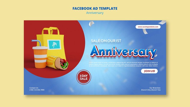 PSD gratuito plantilla de aniversario de diseño plano