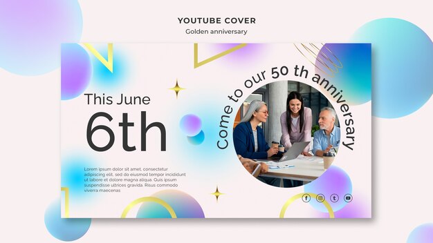 Plantilla de aniversario de oro de diseño plano