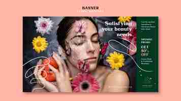 PSD gratuito plantilla de anuncio de banner floral spa