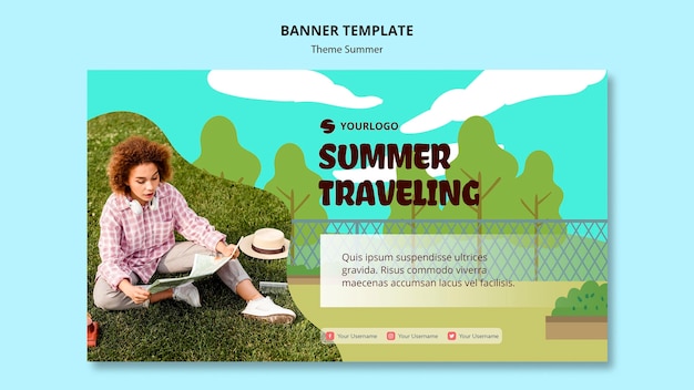 PSD gratuito plantilla de anuncio de banner de viajes de verano