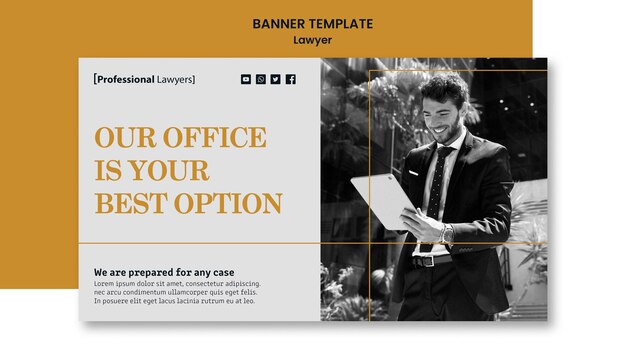 Plantilla de anuncio de bufete de abogados de banner