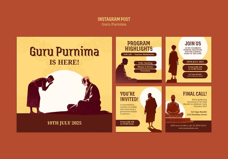 PSD gratuito plantilla de anuncio de la celebración de guru purnima