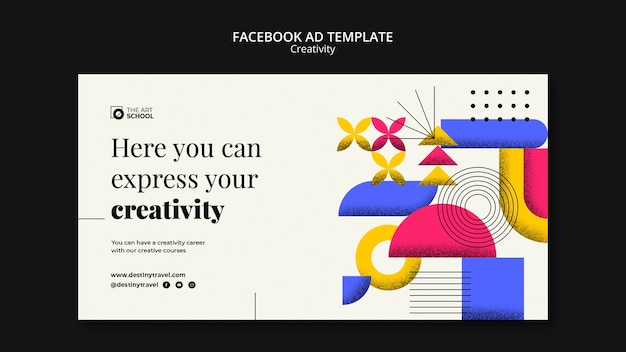 Plantilla de anuncio de facebook de creatividad de diseño plano