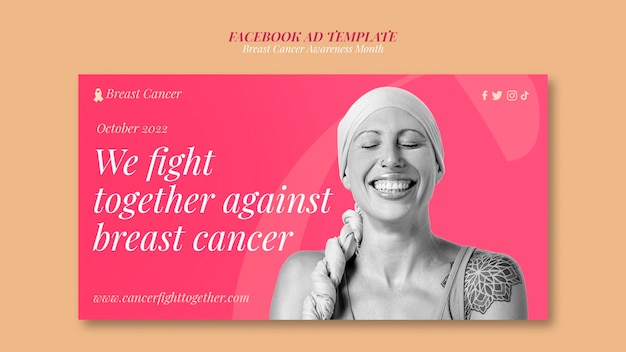 PSD gratuito plantilla de anuncio de facebook del día mundial contra el cáncer de diseño plano