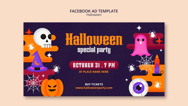Plantilla de anuncio de facebook de halloween de diseño plano