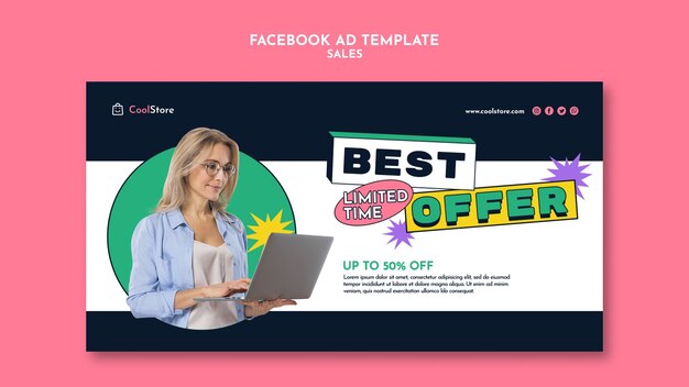 Plantilla de anuncio de facebook de venta de diseño plano