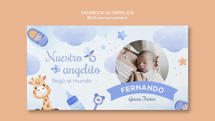 PSD gratuito plantilla de anuncio de nacimiento de facebook
