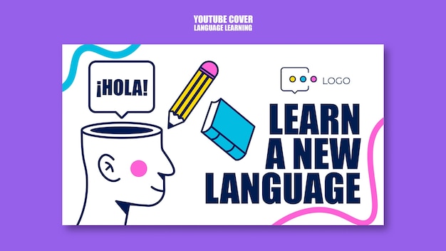 Plantilla de aprendizaje de idiomas de diseño plano