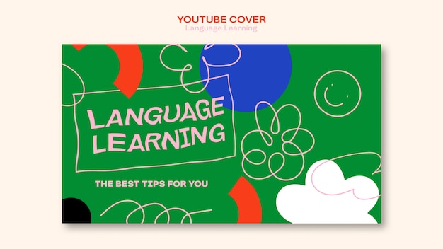 Plantilla de aprendizaje de idiomas de diseño plano