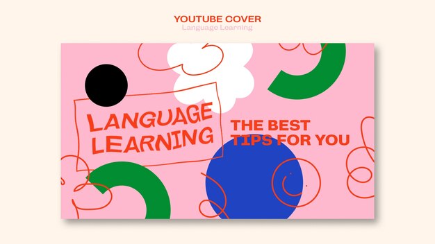 Plantilla de aprendizaje de idiomas de diseño plano
