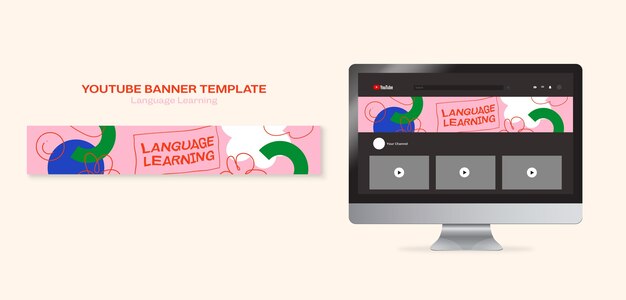 Plantilla de aprendizaje de idiomas de diseño plano