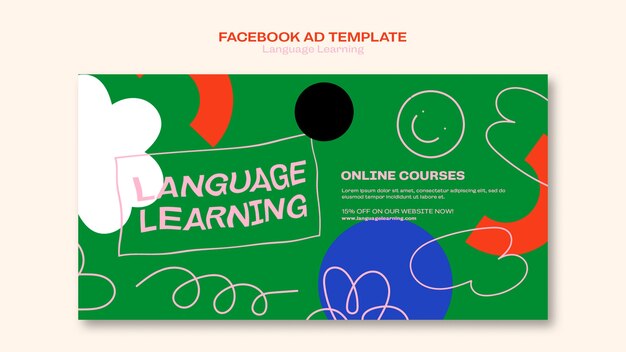 Plantilla de aprendizaje de idiomas de diseño plano