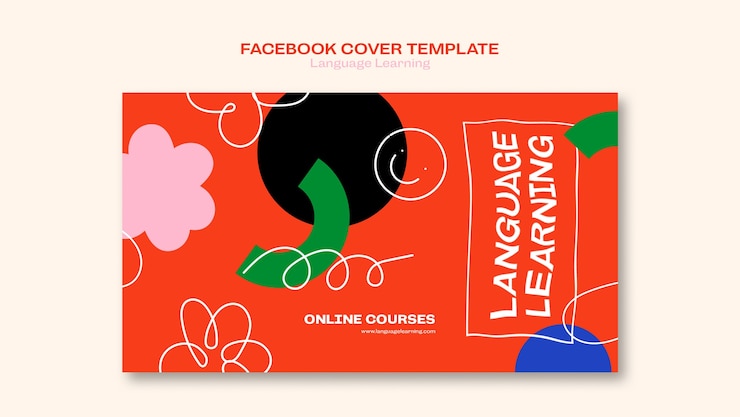PSD gratuito plantilla de aprendizaje de idiomas de diseño plano