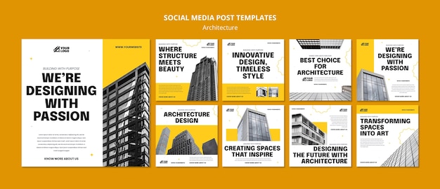 PSD gratuito plantilla de arquitectura de diseño plano