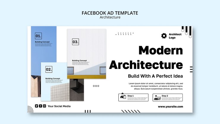 PSD gratuito plantilla de arquitectura de diseño plano