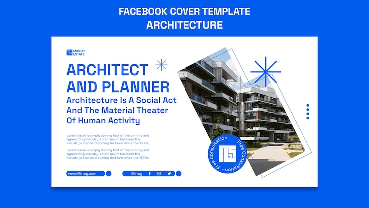 PSD gratuito plantilla de arquitectura de diseño plano