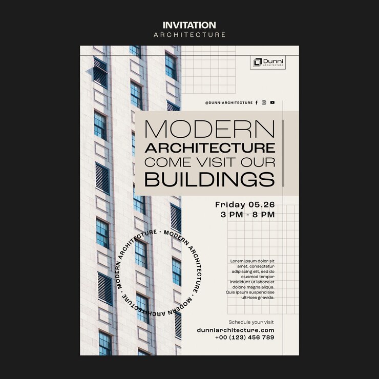 PSD gratuito plantilla de arquitectura de diseño plano