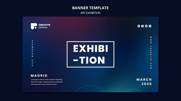 Plantilla de banner abstracto de exposición de arte