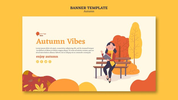 Plantilla de banner para actividades de otoño al aire libre.