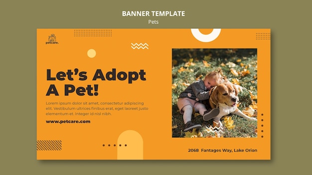 PSD gratuito plantilla de banner de adopción de mascotas