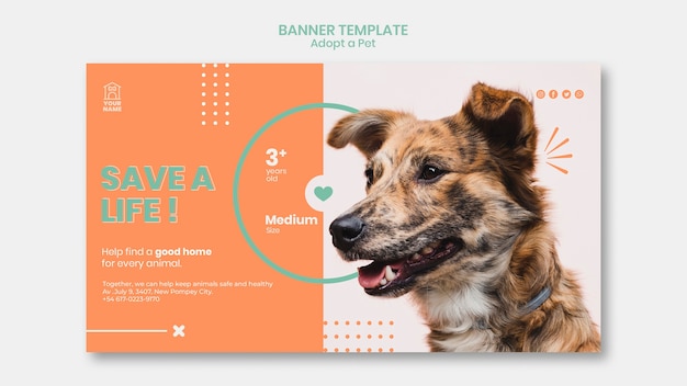 PSD gratuito plantilla de banner adopta tema de mascotas