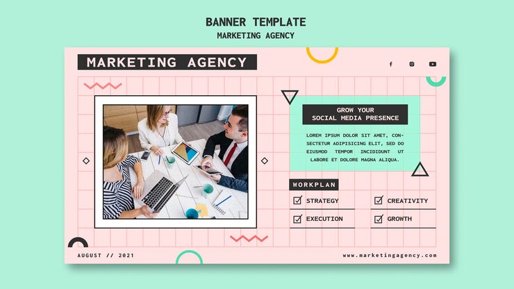 PSD gratuito plantilla de banner de agencia de marketing en redes sociales