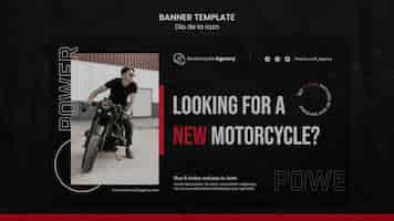 PSD gratuito plantilla de banner para agencia de motos con piloto masculino.