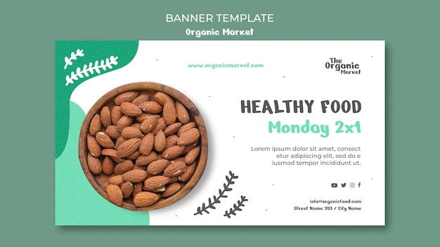 Plantilla de banner de alimentos orgánicos