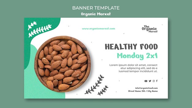 Plantilla de banner de alimentos orgánicos