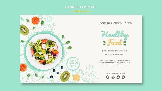 plantilla de banner de alimentos saludables
