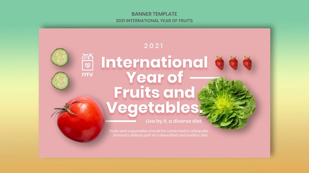 Plantilla de banner de año de frutas y verduras