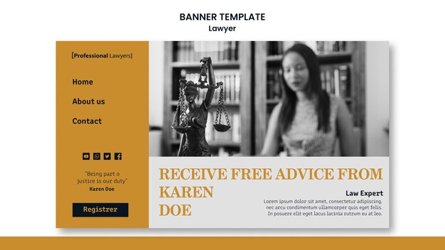 Plantilla de banner de anuncio de bufete de abogados