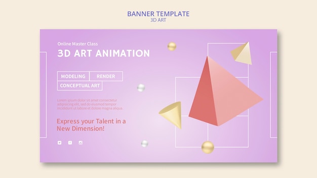 PSD gratuito plantilla de banner de arte 3d