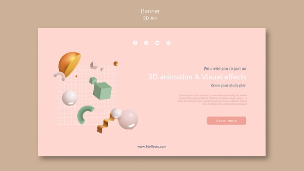 PSD gratuito plantilla de banner de arte 3d