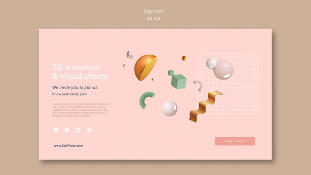 Plantilla de banner de arte 3d