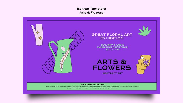 PSD gratuito plantilla de banner de artes y flores