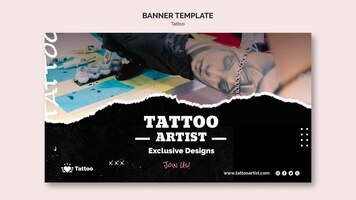 PSD gratis plantilla de banner de artista del tatuaje