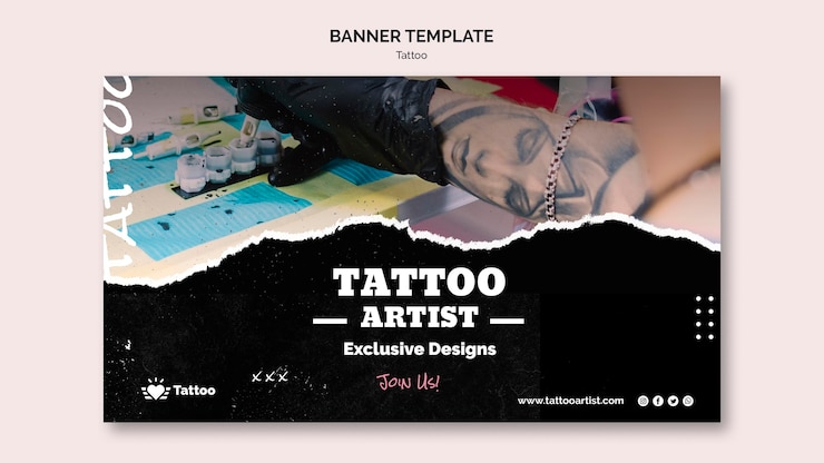 PSD gratuito plantilla de banner de artista del tatuaje