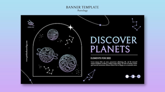 PSD gratuito plantilla de banner de astrología de diseño plano