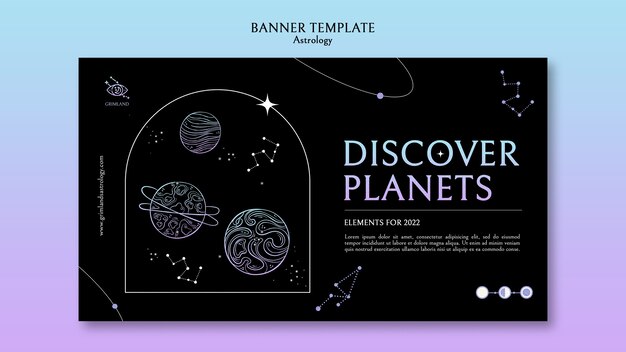 Plantilla de banner de astrología de diseño plano