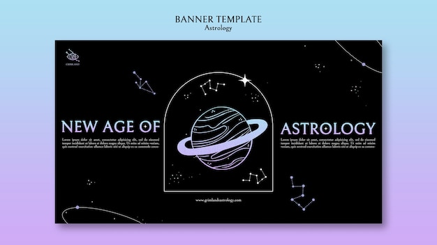 PSD gratuito plantilla de banner de astrología de diseño plano